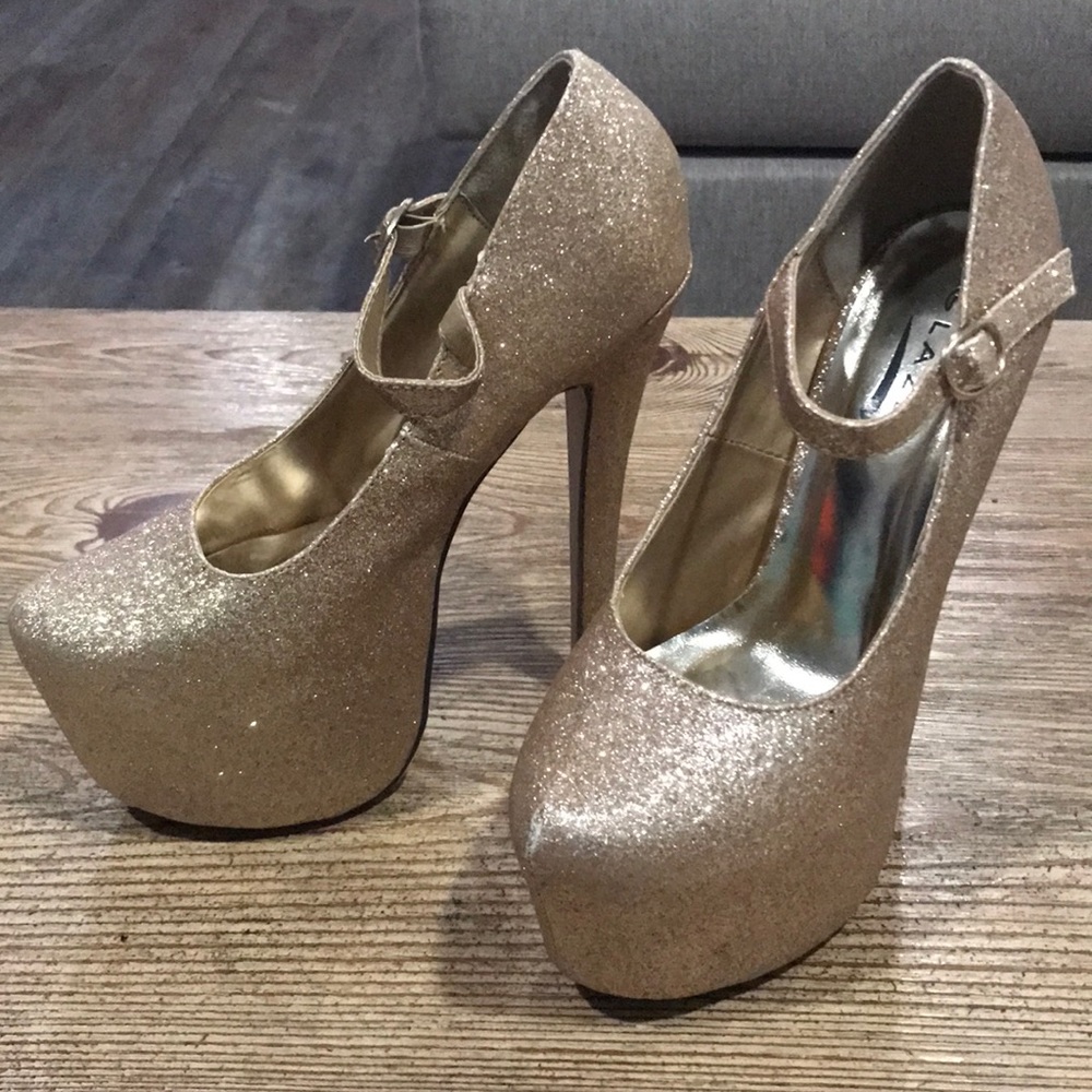 Gold stiletto heels